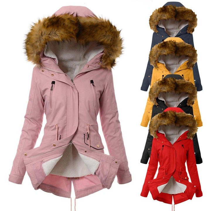 Ladies winter parka with removable faux fur collar Lune London
