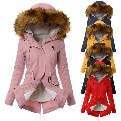 Ladies winter parka with removable faux fur collar Amarae