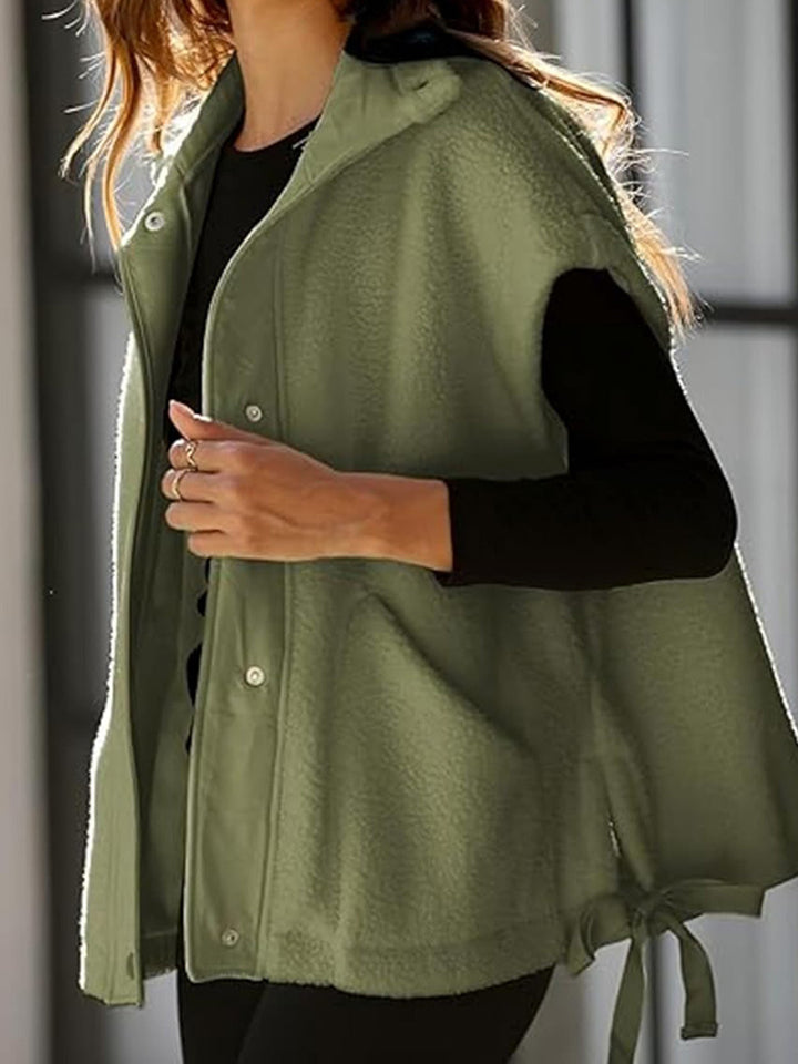 Ladies Oversized Fleece vest with side pockets and snap closure Amarae