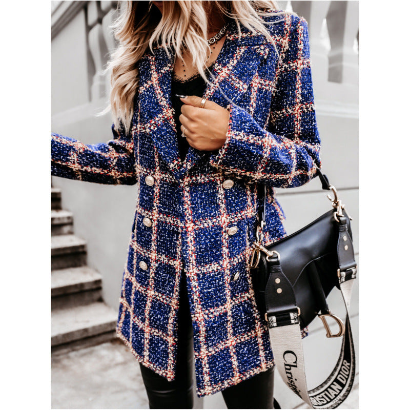 Double-breasted checked jacket for women Lune London