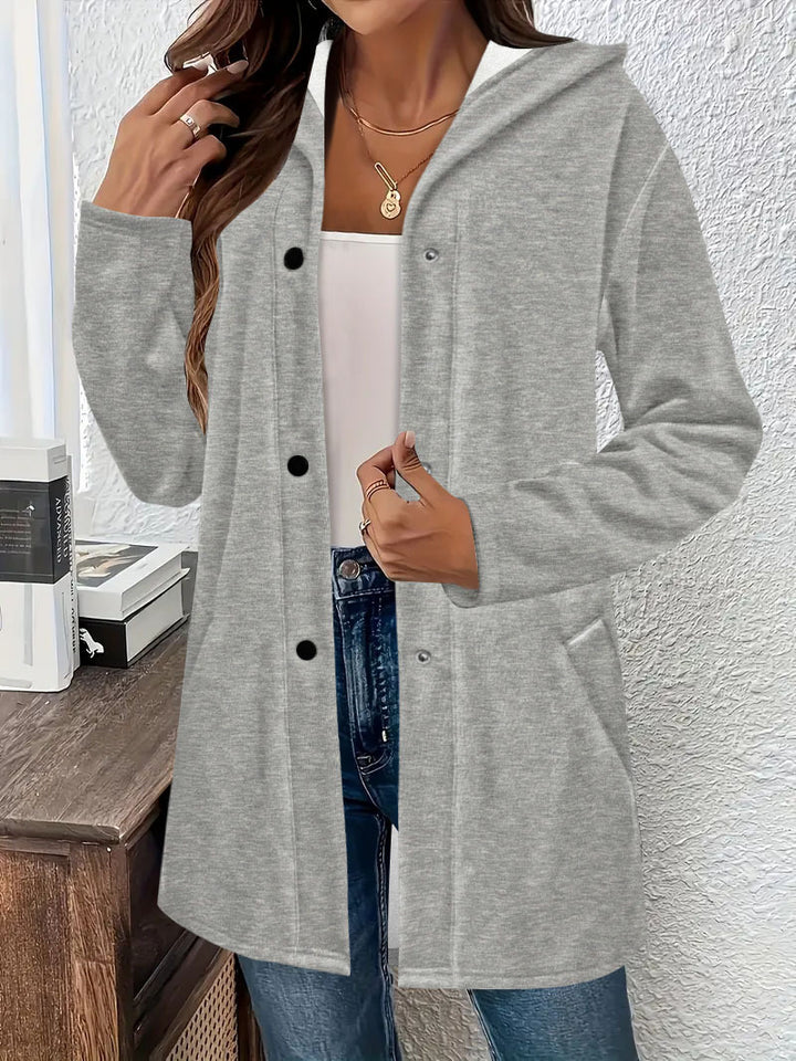 Ladies Casual Jacket with Hood and Button Closure Lune London