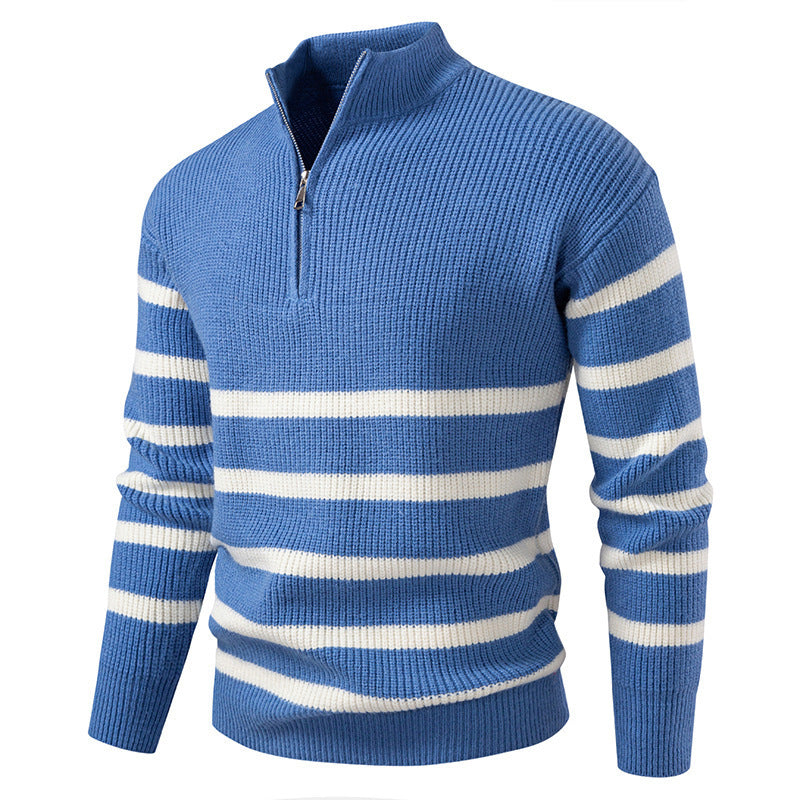 Trendy turtleneck sweater for men with textured design and half zip Lune London