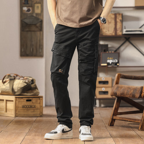 Robust cargo pants for men with elastic waist and multifunctional pockets Amarae