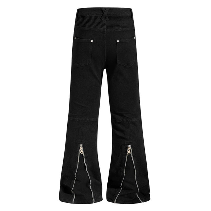 Women’s flared trousers with high waist, asymmetrical front zipper and utility details Amarae