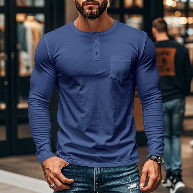 Long sleeve shirt for men with button placket and chest pocket Lune London