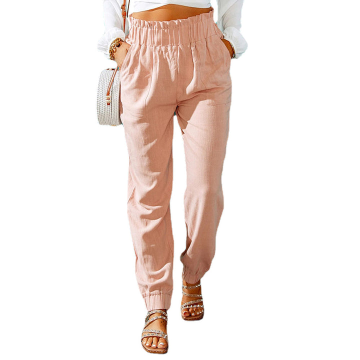 Casual fabric pants for women with elastic waistband and side pockets Lune London