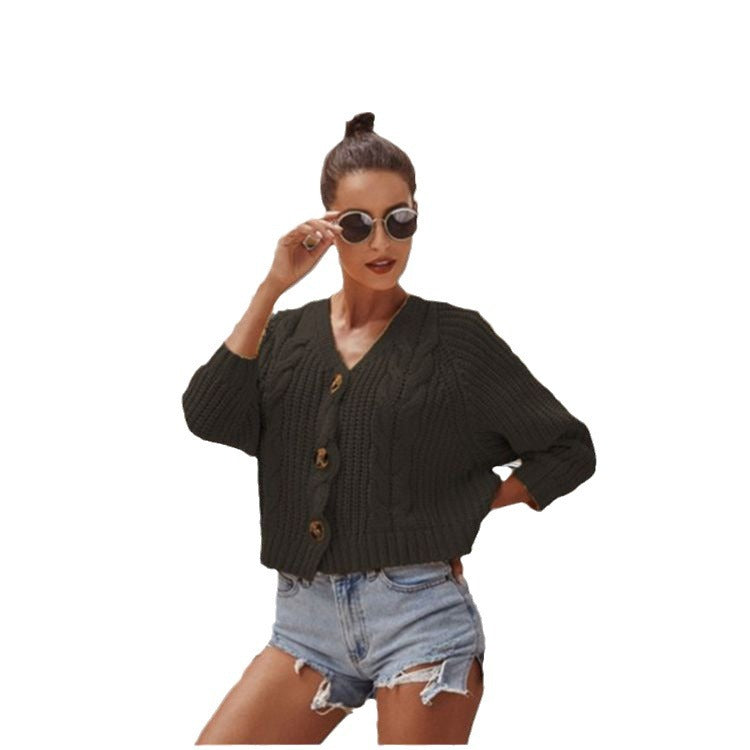 Thick knit jacket for women with button design and casual chic look