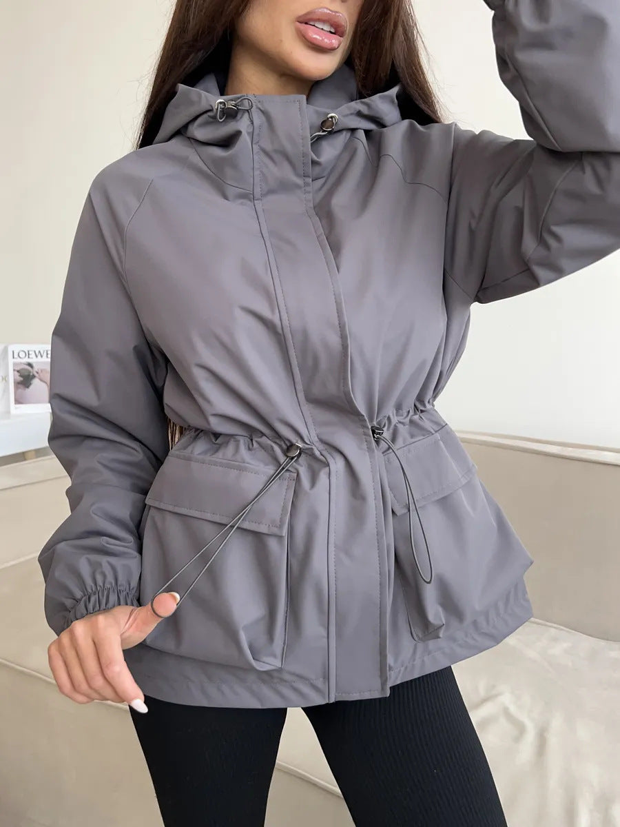 Women's casual waterproof jacket with adjustable waistband Lune London