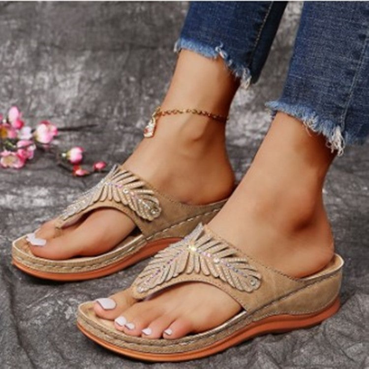 Ladies Elegant Chic Decorated Flip-Flop Sandals