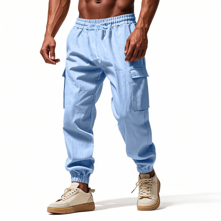 Men's cargo jogger pants with elastic waistband and practical side pockets Lune London