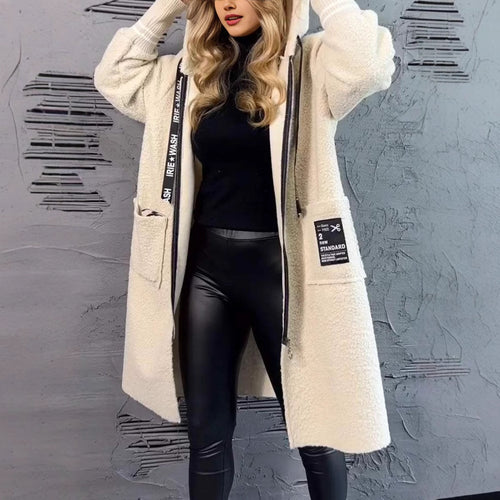 Long coat for women with pockets and hood Amarae