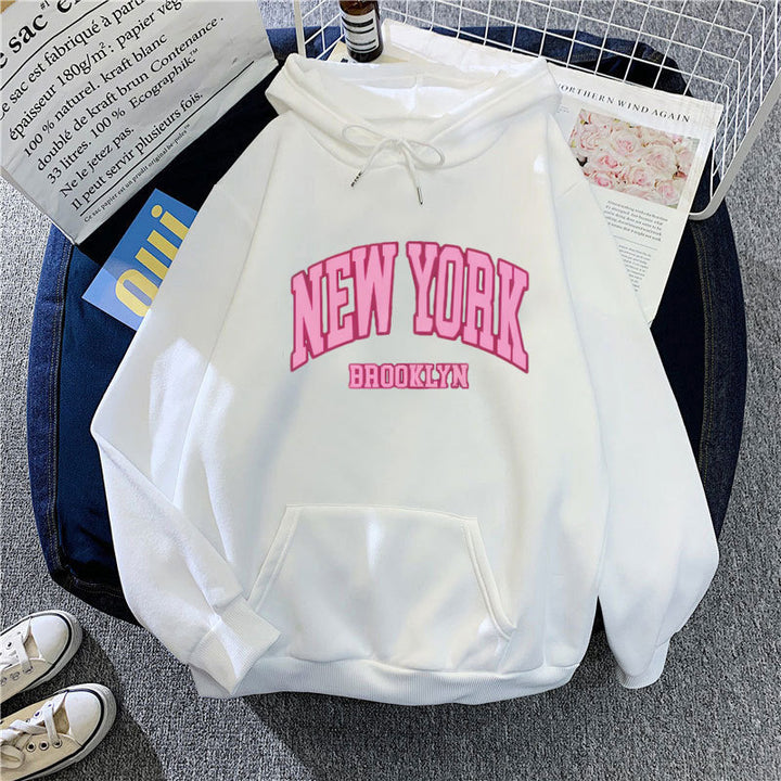 Women's hoodie with trendy New York Brooklyn print Chic & Stil