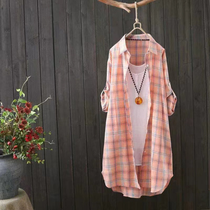 Light plaid patterned overlay shirt for women Lune London