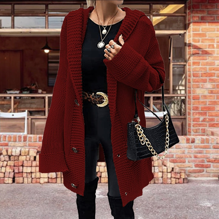 Oversized chunky knit jacket for women with practical pockets Lune London