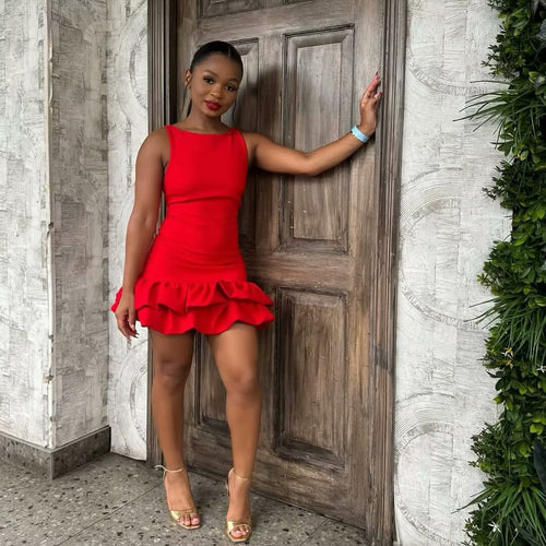 Women's swimsuit with voluminous ruffled skirt and high waist Amarae