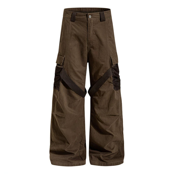 Women's Wide Cargo Palazzo Pants with Utility Pockets and Mesh Insets Amarae