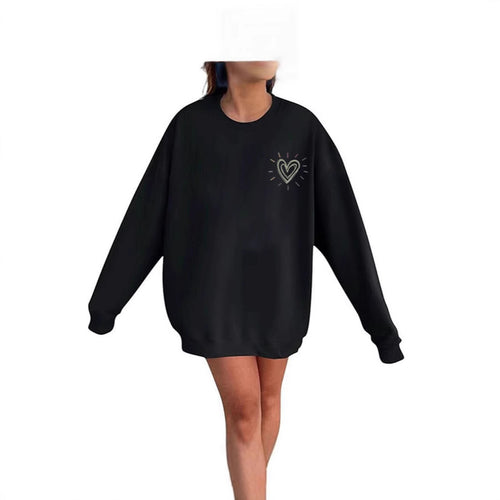 Sweatshirt surdimensionné pour femmes avec motif cœur mignon et coupe décontractée Chic & Stil