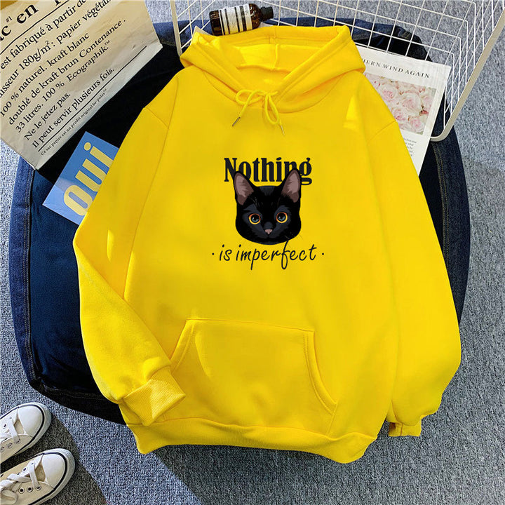 Women's Cozy Hoodie with Artistic Cat Design Chic & Stil