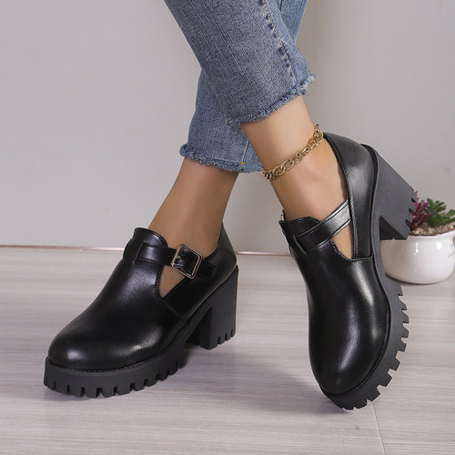 Ladies Chunky Heels with trendy buckle and non-slip sole Amarae