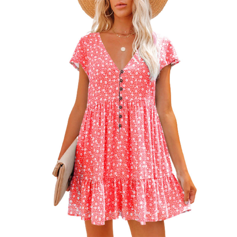 Summer dress for women with floral patterns and button details Lune London