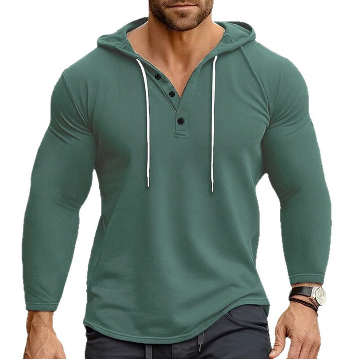 Men's Hoodie with buttoned collar and drawstring Lune London