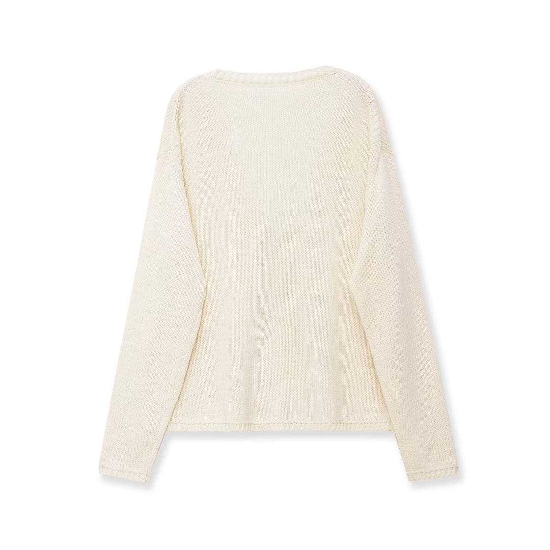 Women's chunky knit sweater with deep V-neck and oversized cut Amarae