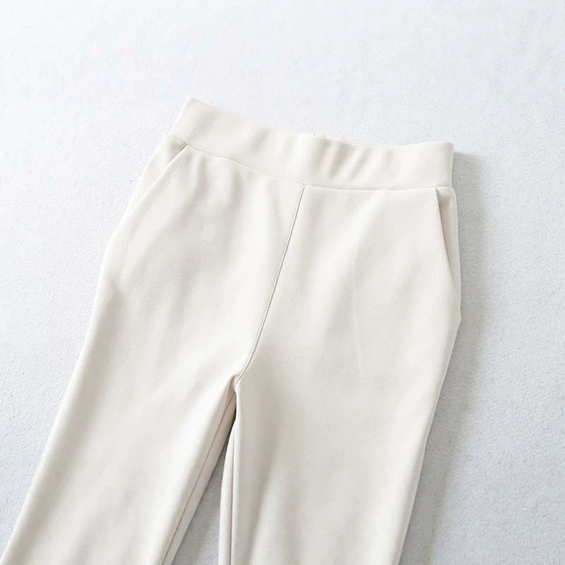 Women's High-Waisted Stretch Flared Pants with Wide Hem Amarae