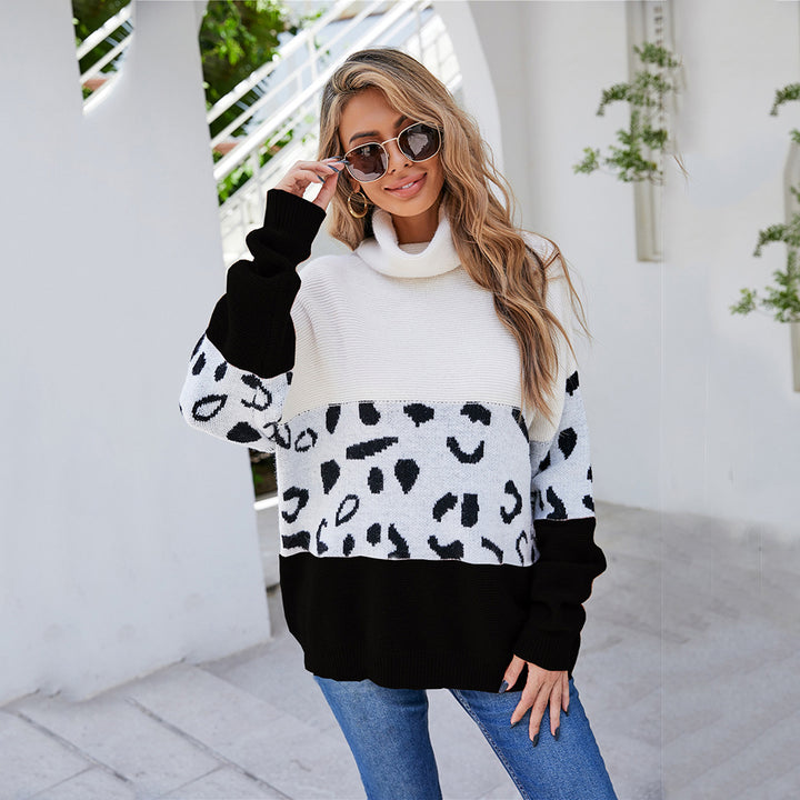 Pull tendance et confortable pour femmes avec col montant et motif animal Chic & Stil