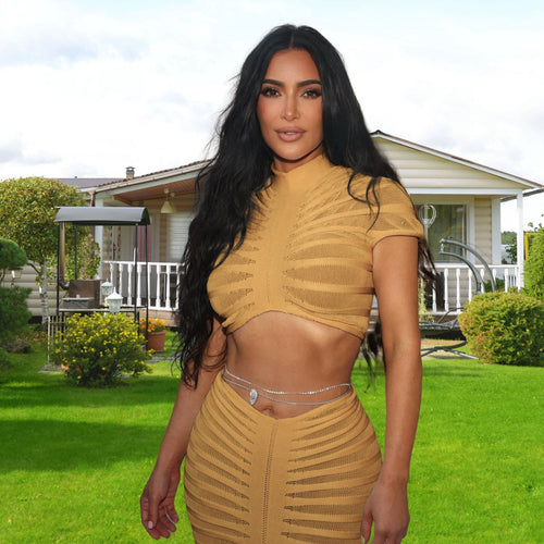 Ladies Fitted Crop Top and Chic Skirt Set