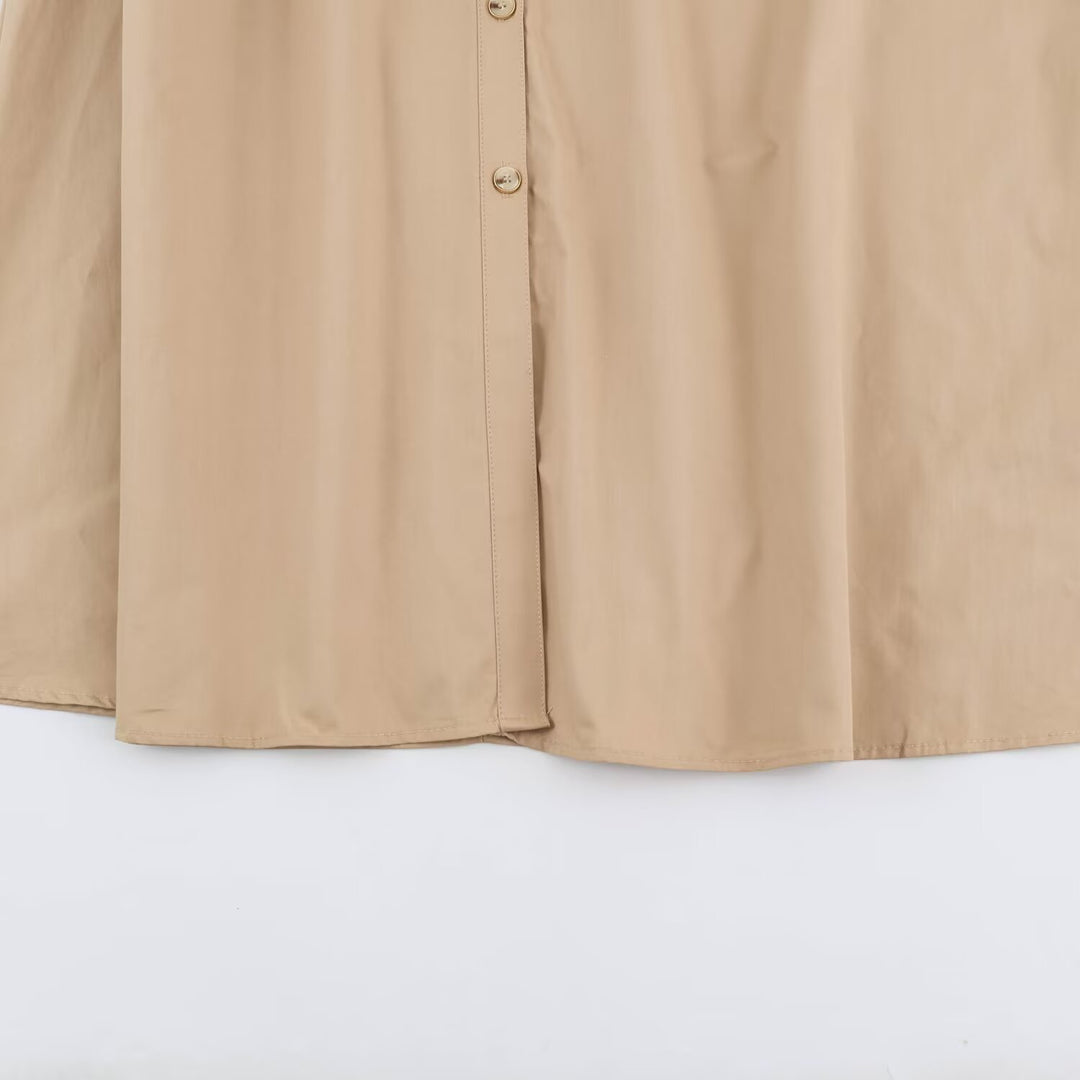 Women's shirt blouse midi dress with belted waist and turn-up sleeves Amarae