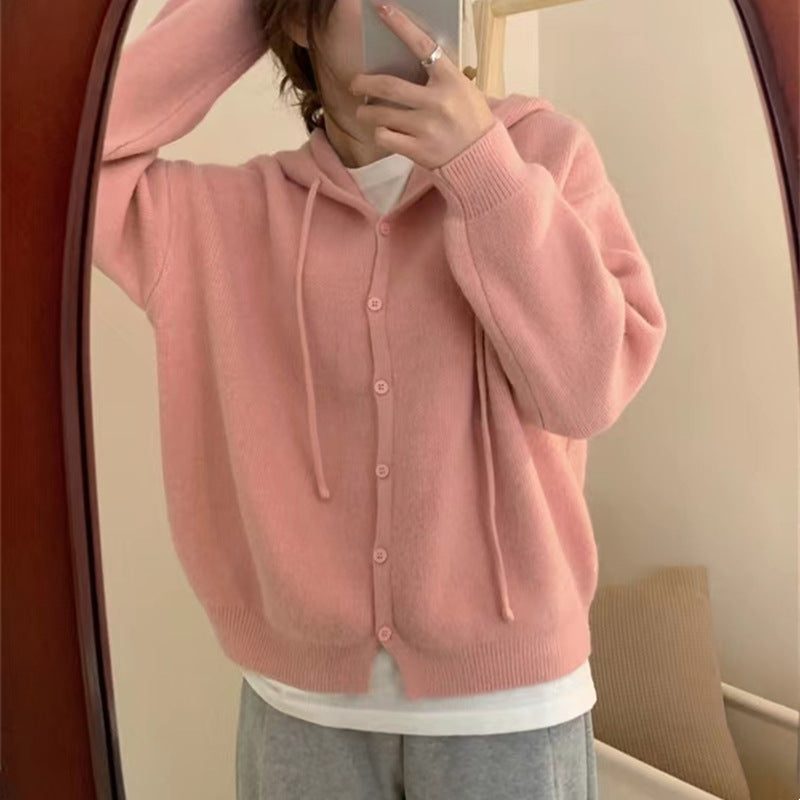 Cardigan pour femmes avec capuche et fermeture à boutons Chic & Stil