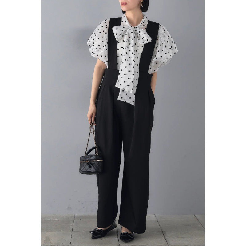 Elegant blouse for women with polka dots and puff sleeves Lune London