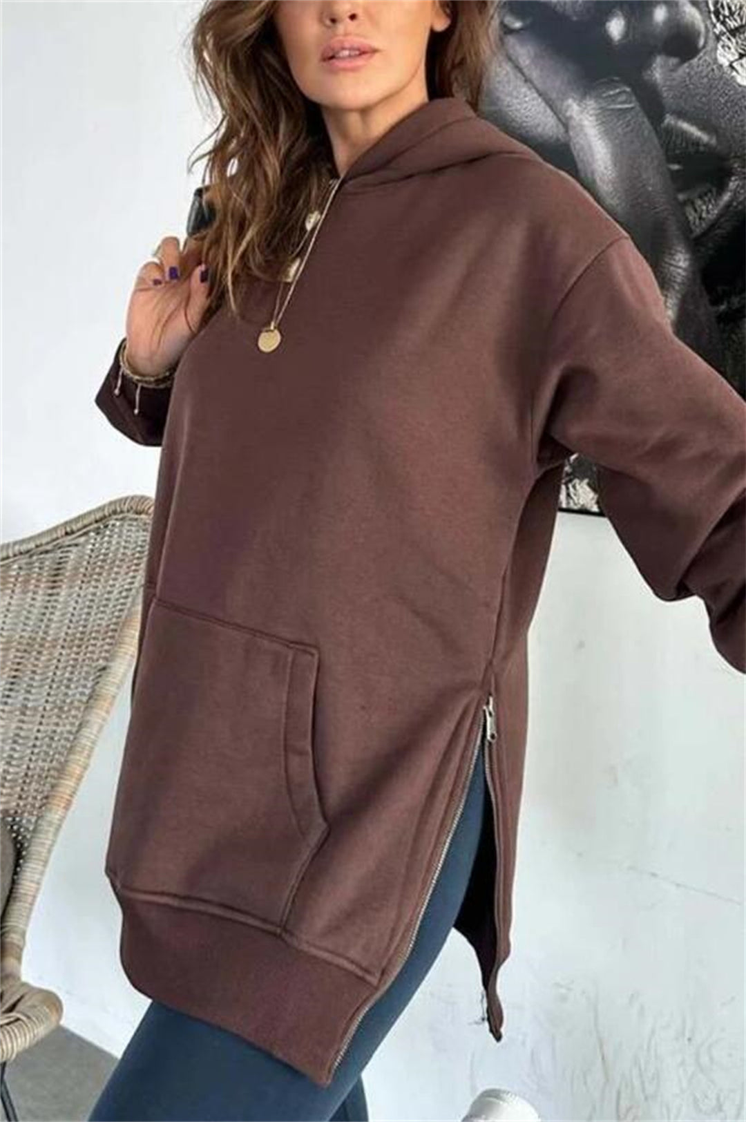 Women's Oversized Hoodie with Side Zips and Universal Fit Lune London