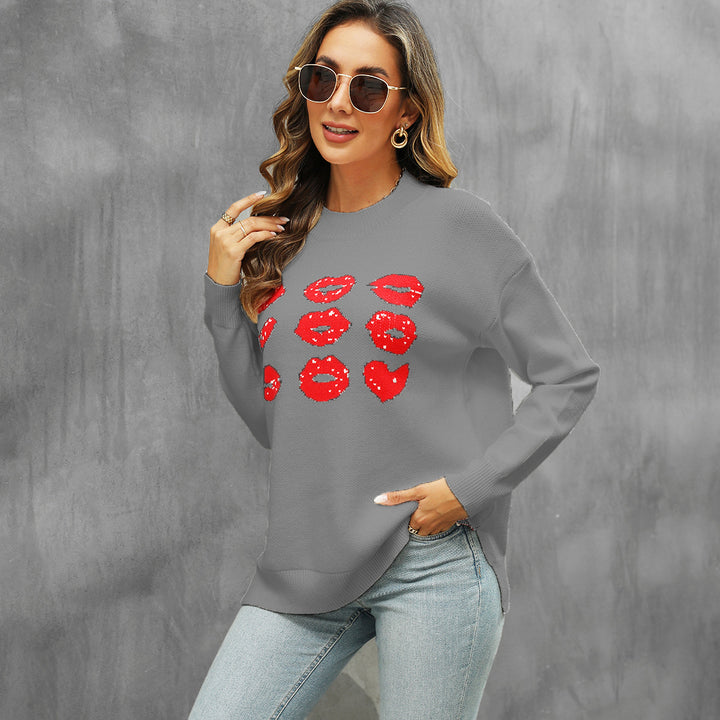 Women's sweater with kiss pattern and casual cut Lune London