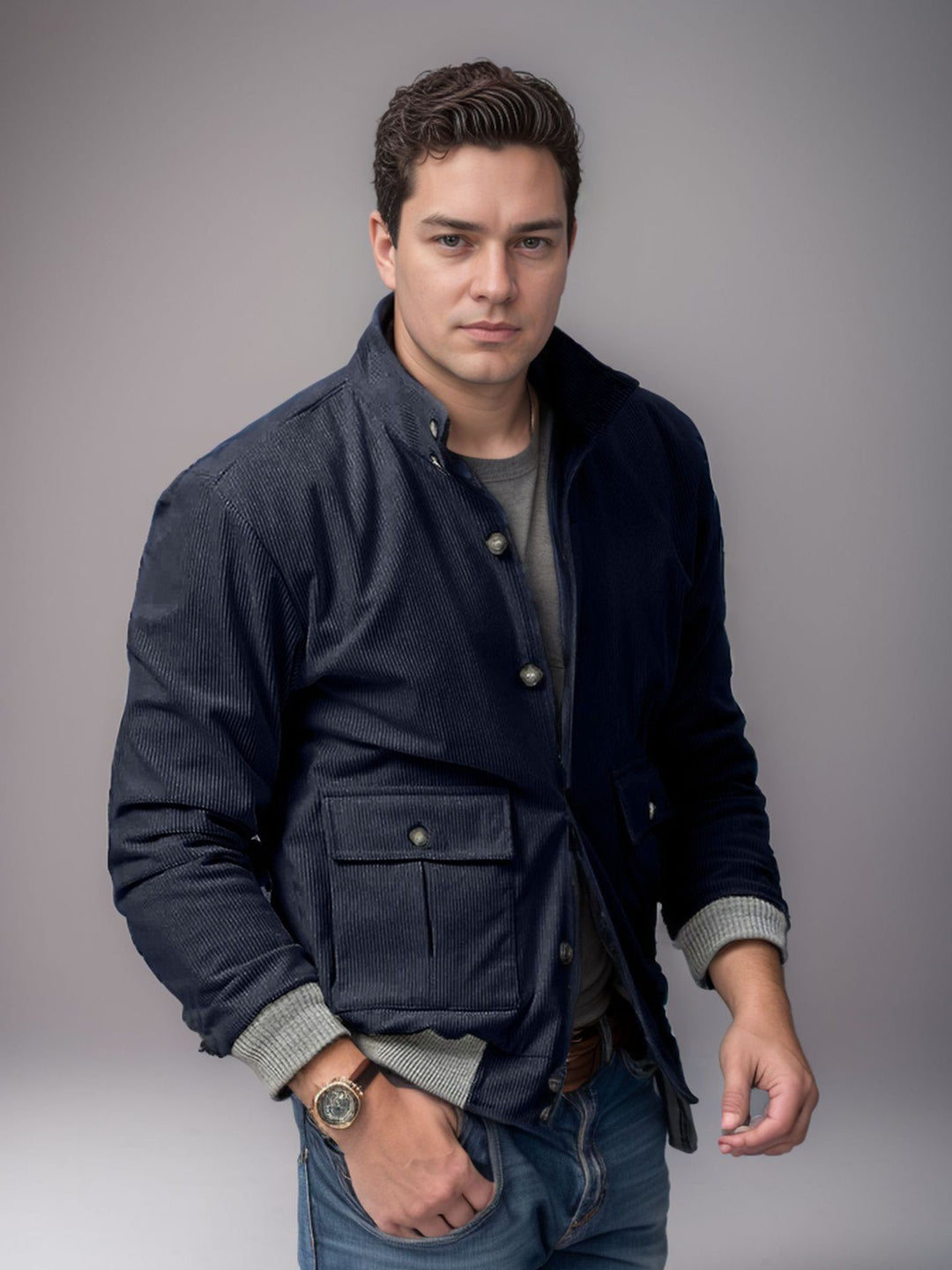 Sporty corduroy jacket for men with practical pockets and modern design Lune London