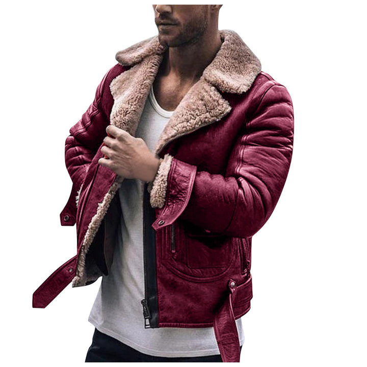 Men's leather jacket with an elegant faux fur collar Lune London