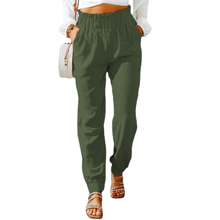 Casual fabric pants for women with elastic waistband and side pockets Lune London