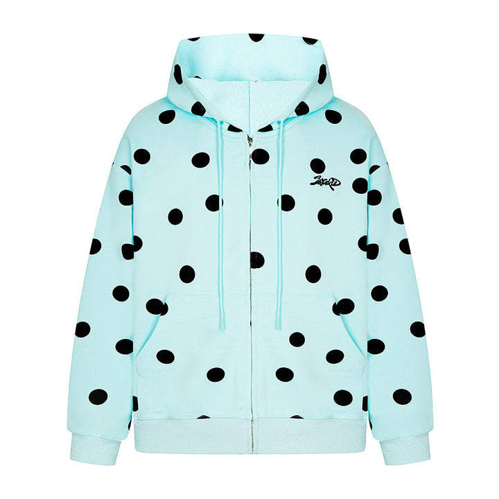 Women's hooded sweat jacket with full zip, oversized cut and polka dot print Amarae