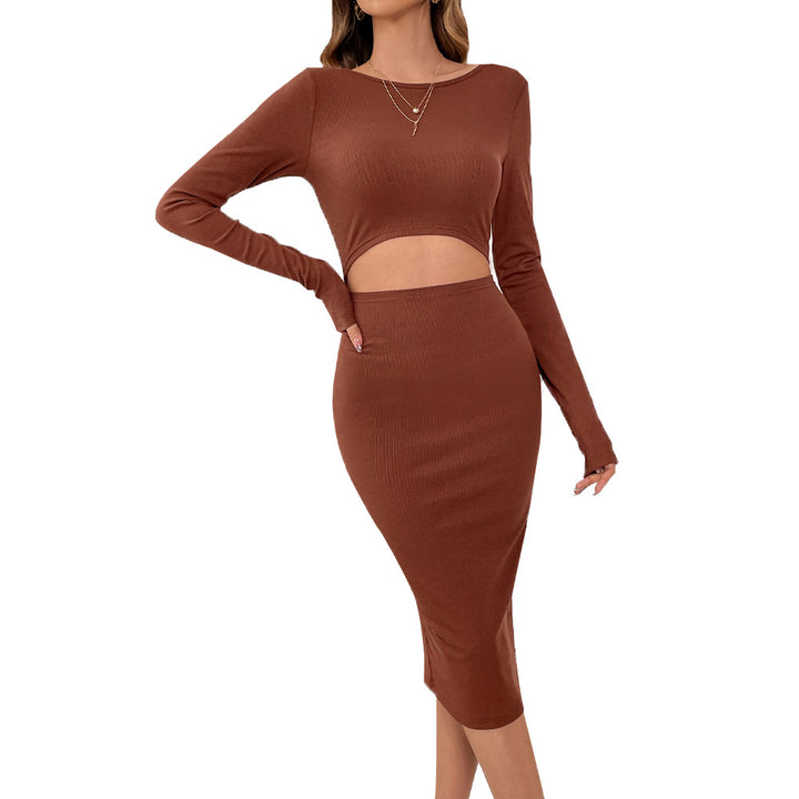 Robe midi ajustée pour femme avec des découpes et des manches longues Chic & Stil