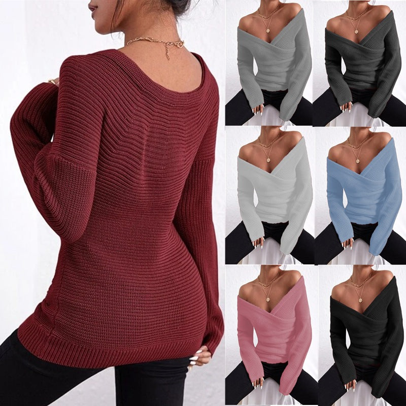 Wrap-over pullover for women with modern V-neck and relaxed fit Lune London
