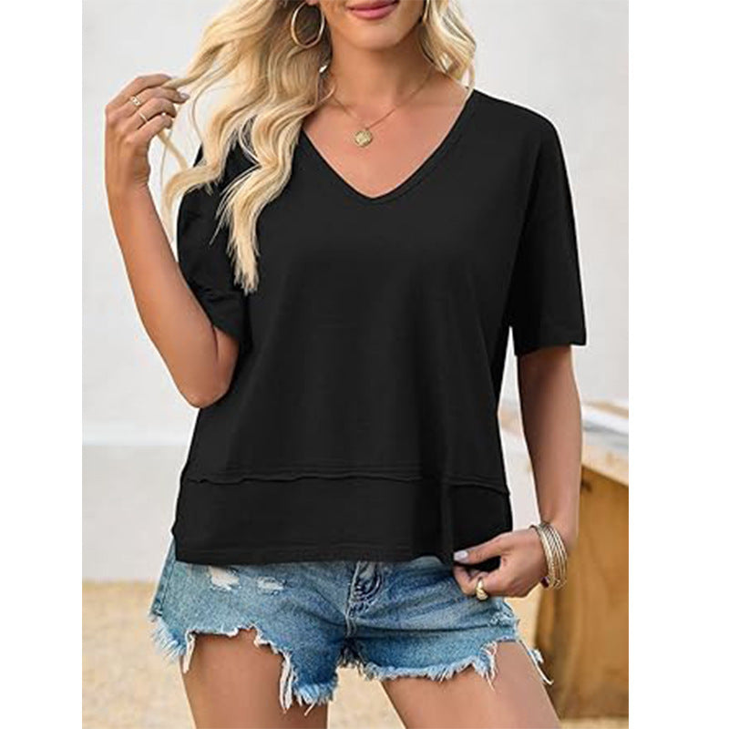 Lune London loose casual V-neck t-shirt for women