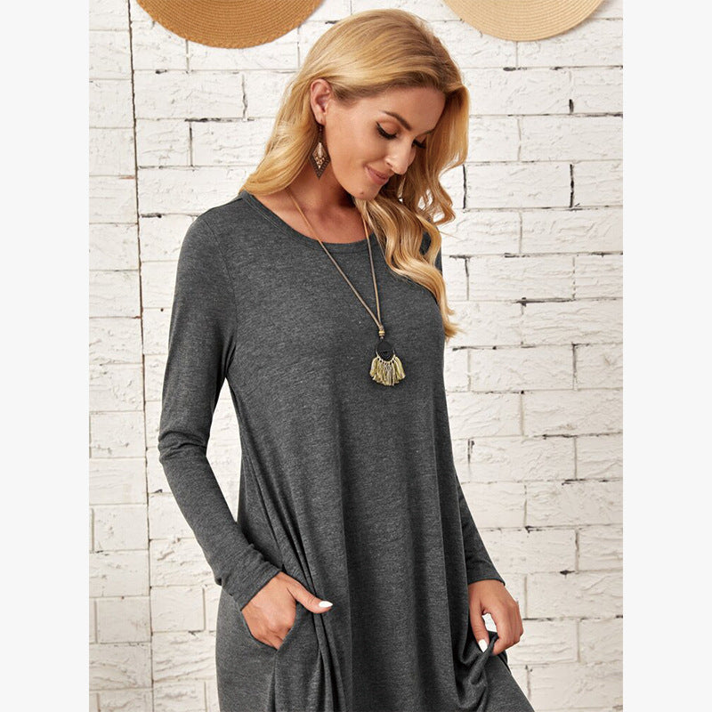 Casual long dress with long sleeves for women with practical pockets Lune London