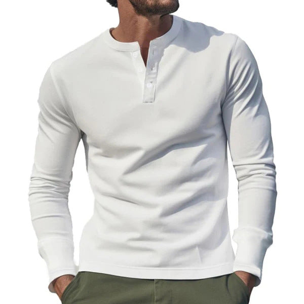 Men's Chic and Stylish Long Sleeve Henley T-shirt