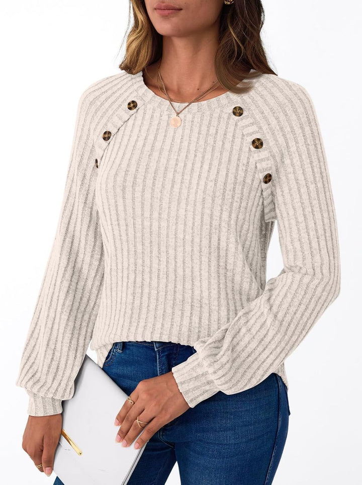 Knitted sweater for women with button details and structured design Lune London
