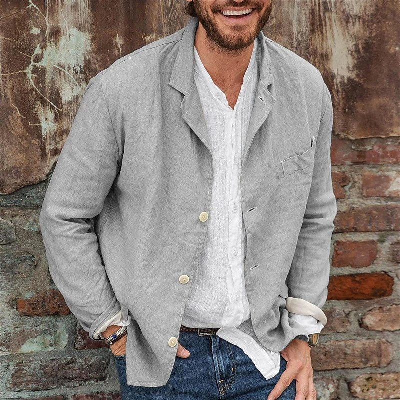 Light linen jacket for men with a casual fit and practical pockets Lune London