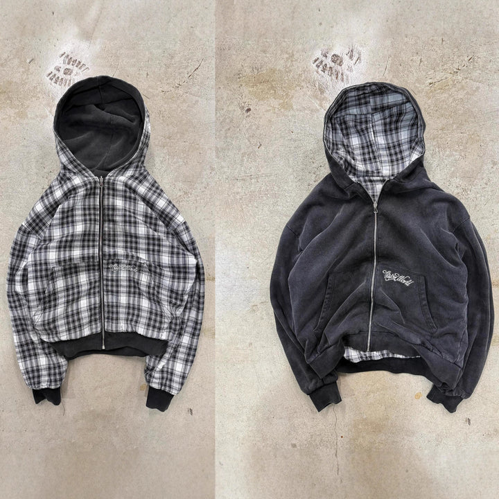 Veste à capuche rayée pour femmes en double matière Chic & Stil