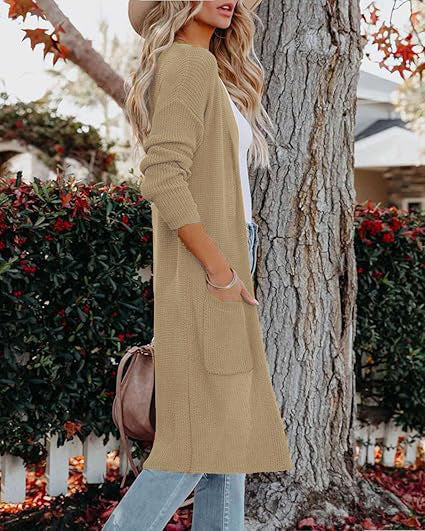 Ladies knit cardigan with front opening and deep pockets Lune London