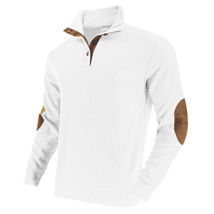 Casual knitted sweater for men with a fashionable collar and elbow patches Lune London