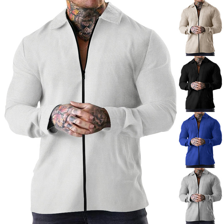 Long sleeve shirt for men with zipper and structured material Lune London