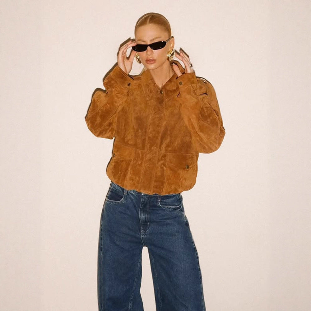 Veste en daim à la mode pour femmes dans une coupe décontractée Chic & Stil
